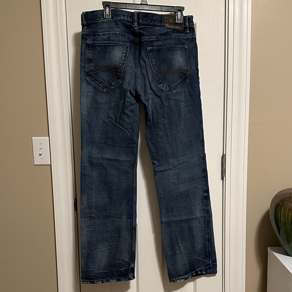 Express Men's Dark Blake Loose Fit Bootcut Jeans. 32x32 - Picture 3 of 8